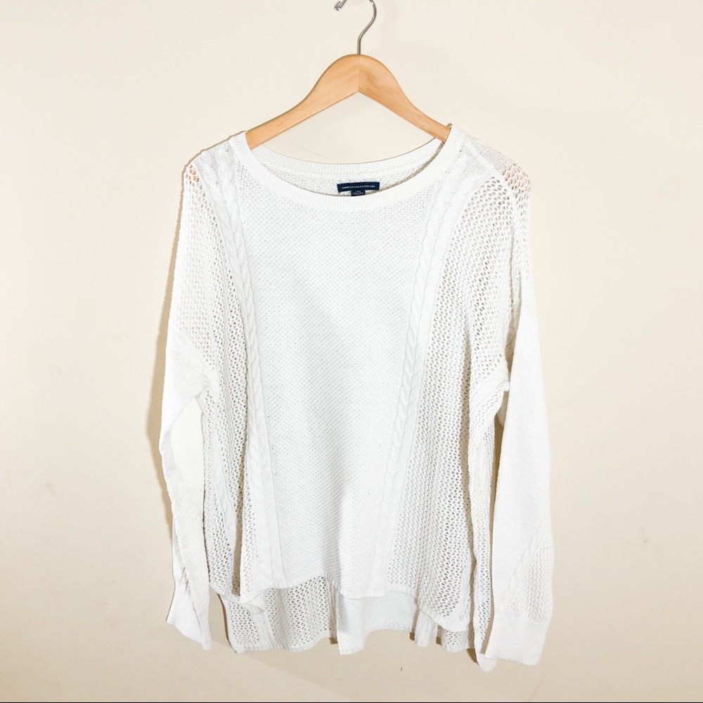 American Eagle Boho Mesh Knit Lightweight Sweater